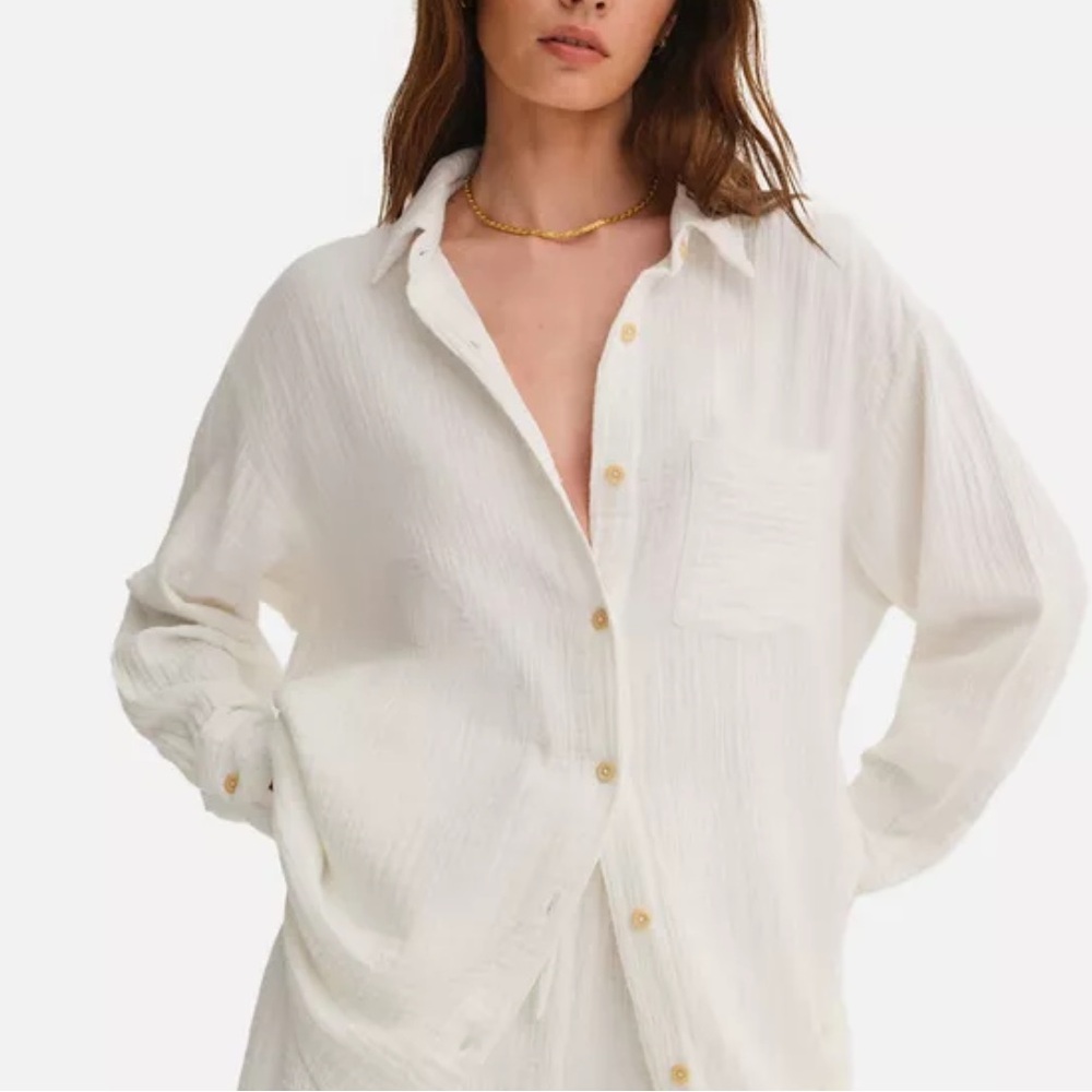 MATE the Label White Button Down Shirt